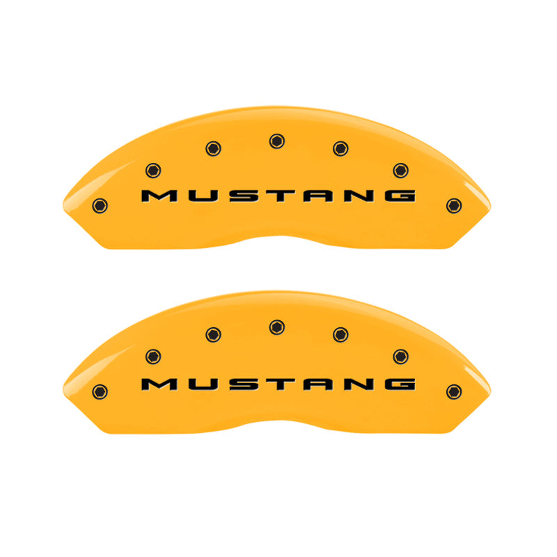 MGP 4 Caliper Covers Engraved Front 2015/Mustang Engraved Rear 2015/Bar & Pony ylw finish black ch 10202SMB2YL