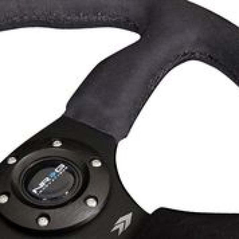 NRG Reinforced Steering Wheel (350mm / 2.5in. Deep)Blk Alcantara Comfort Grip w/4mm Matte Blk Spokes RST-023MB-SA