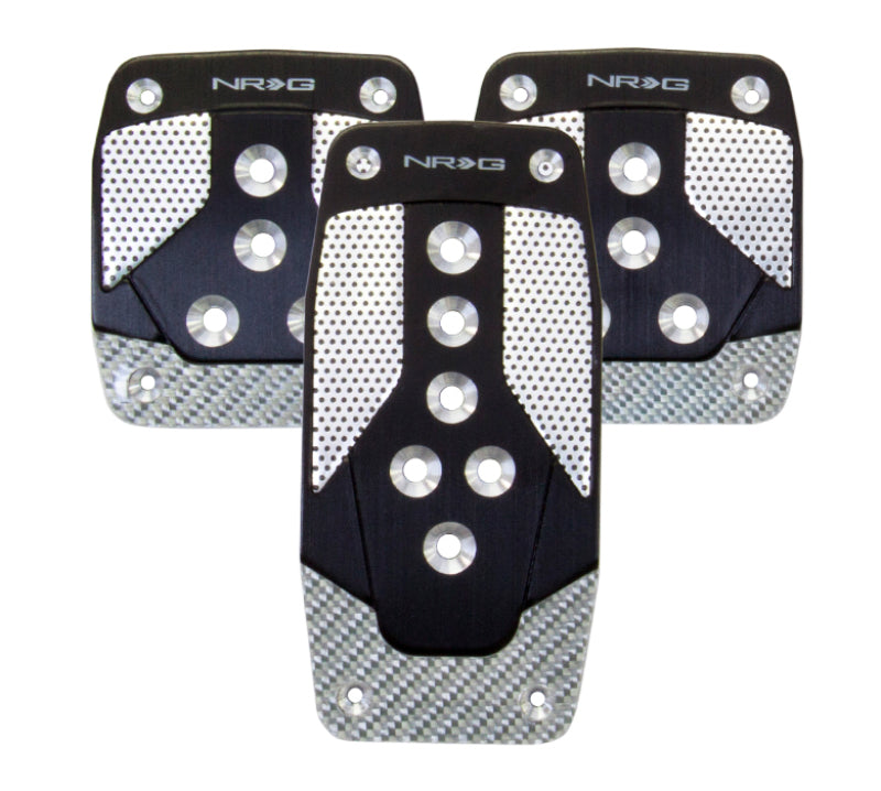 NRG Aluminum Sport Pedal M/T - Black w/Silver Carbon PDL-400BK