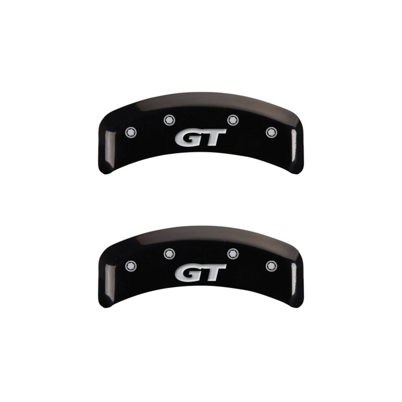 MGP 4 Caliper Covers Engraved Front Mustang Engraved Rear SN95/GT Black finish silver ch 10095SMG1BK