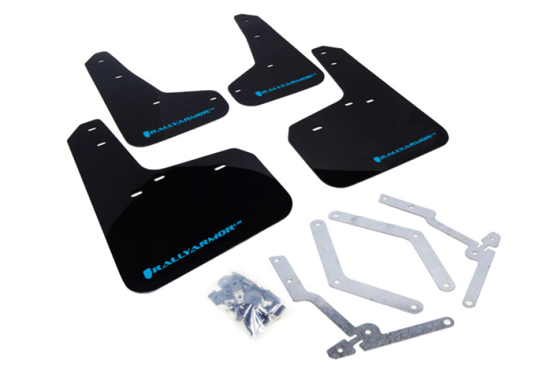 Rally Armor 13-16 Ford Focus ST /16-17 Focus RS UR Black Mud Flap with Nitrous Blue Logo MF27-UR-BLK/NB