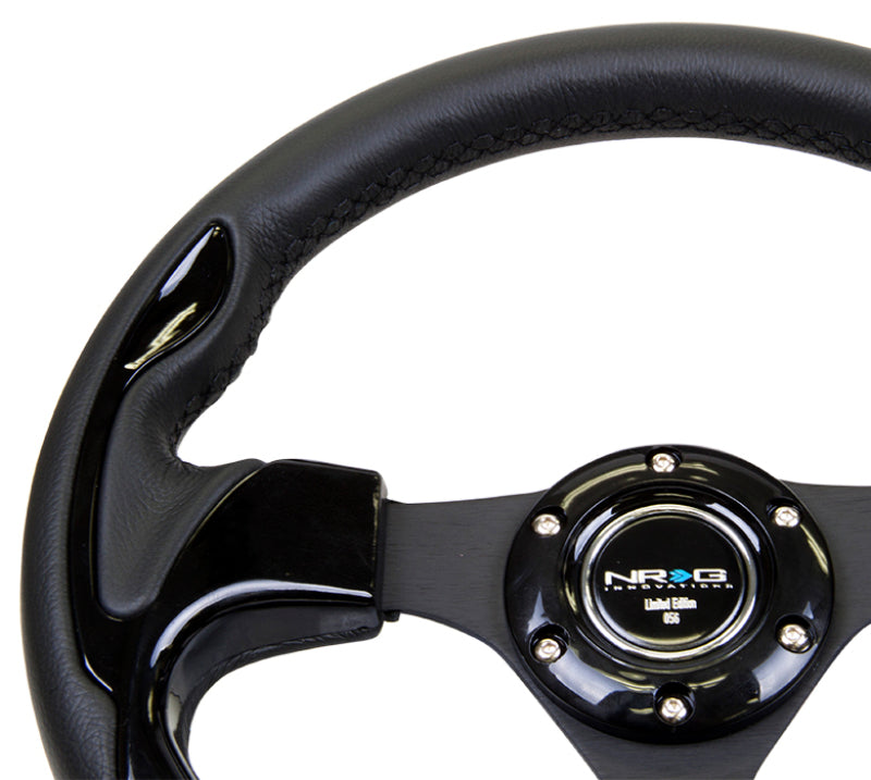 NRG Reinforced Steering Wheel (320mm) Blk w/Gloss Black Trim RST-001BK