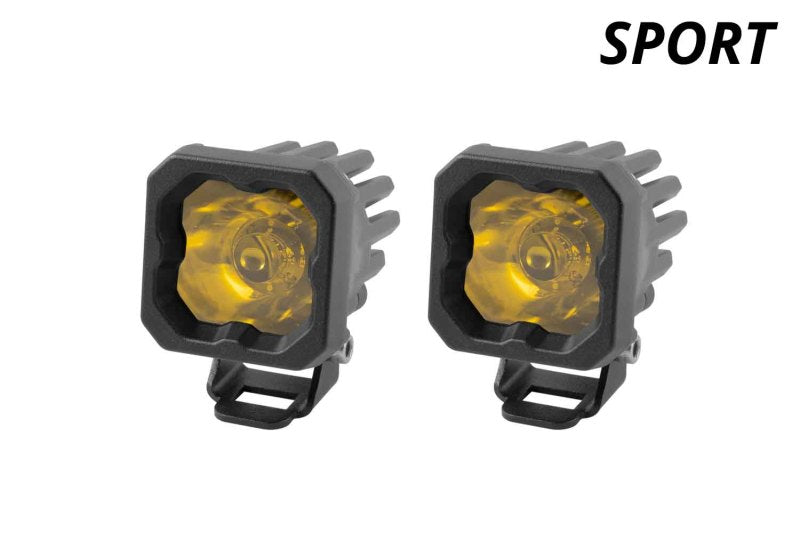 Diode Dynamics Stage Series C1 LED Pod Sport - Yellow Wide Standard ABL (Pair) DD6443P