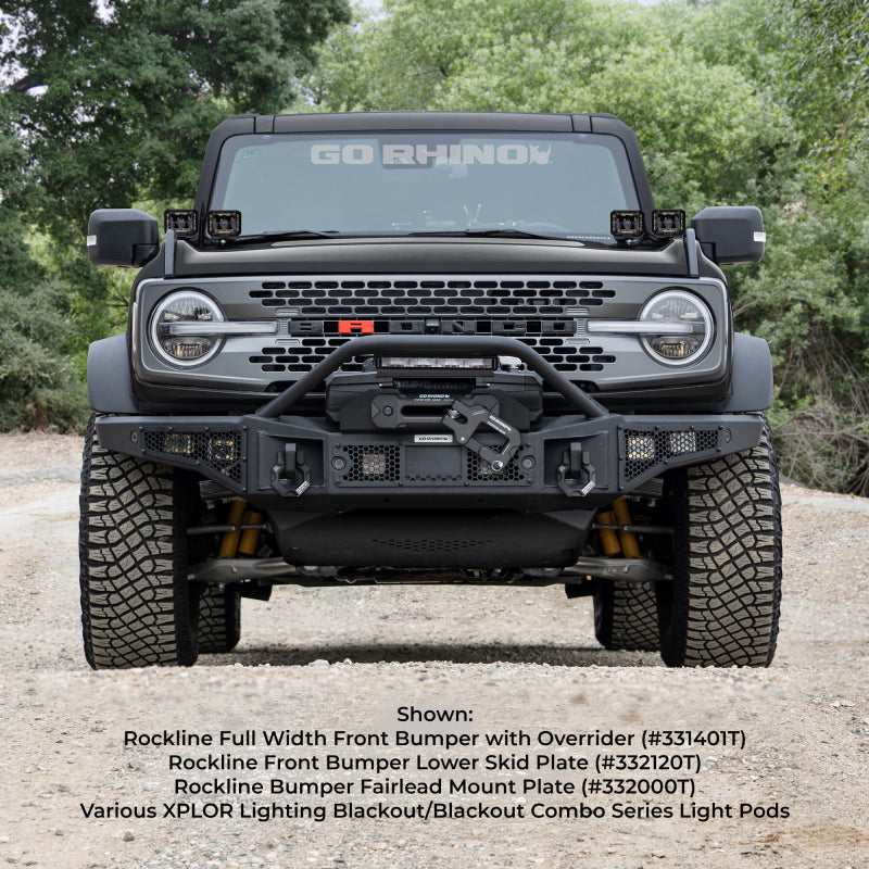 Go Rhino 21-24 Ford Bronco (2 and 4 Door) Rockline Full Width Bumper w/ Overrider Bar 331401T