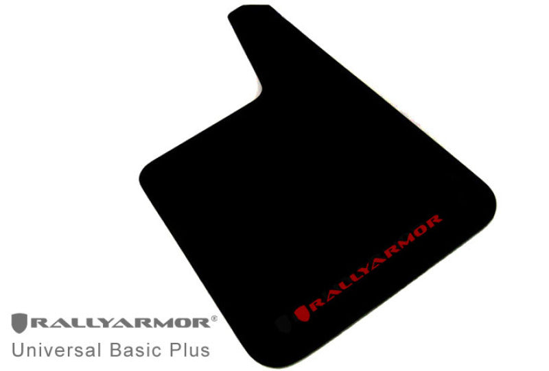 Rally Armor Universal Fit (No Hardware) Basic Plus Black Mud Flap w/ Black Logo MF20-BAS-BLK