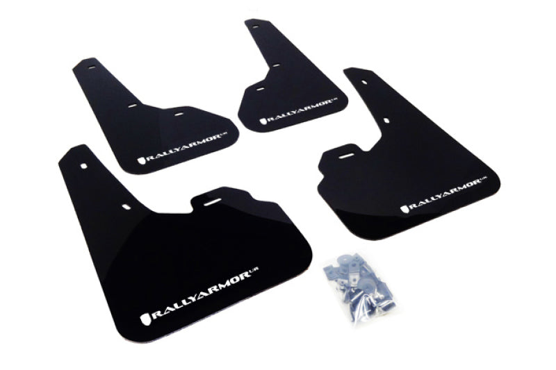 Rally Armor 2010+ Mazda3/Speed3 UR Black Mud Flap w/ White Logo MF17-UR-BLK/WH