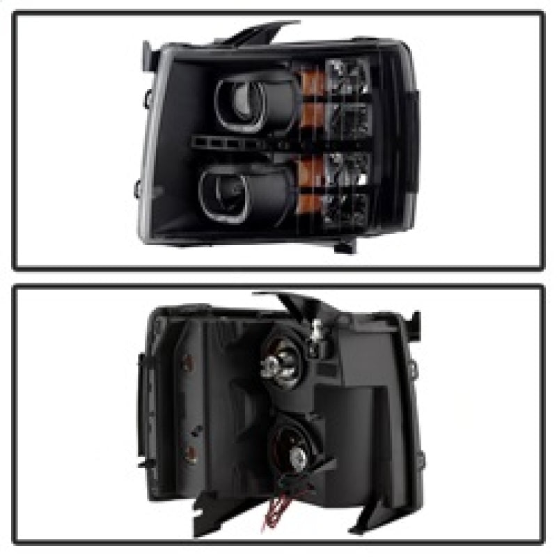 Xtune Chevy Silverado 1500/2500/3500 07-13 LED Halo Projector Headlights Black PRO-JH-CSIL07-CFB-BK 9032189