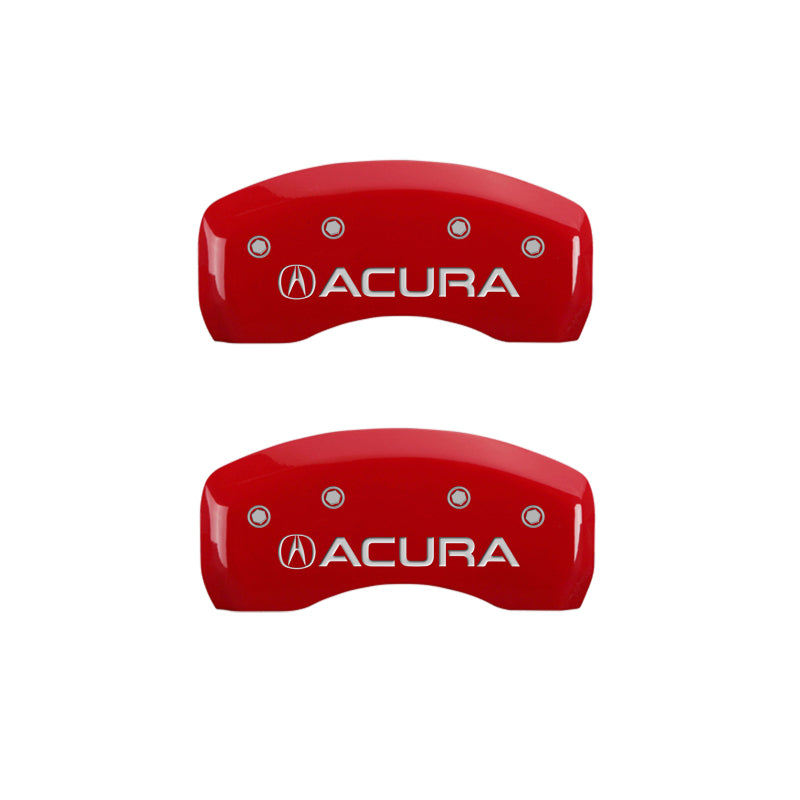 MGP 4 Caliper Covers Engraved Front & Rear Acura Red finish silver ch 39001SACURD