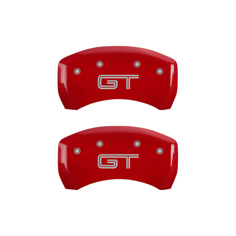 MGP 4 Caliper Covers Engraved Front Mustang Engraved Rear S197/GT Red finish silver ch 10197SMG2RD