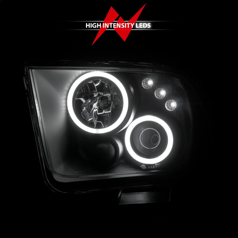 ANZO 2005-2009 Ford Mustang Projector Headlights w/ Halo Black 121166