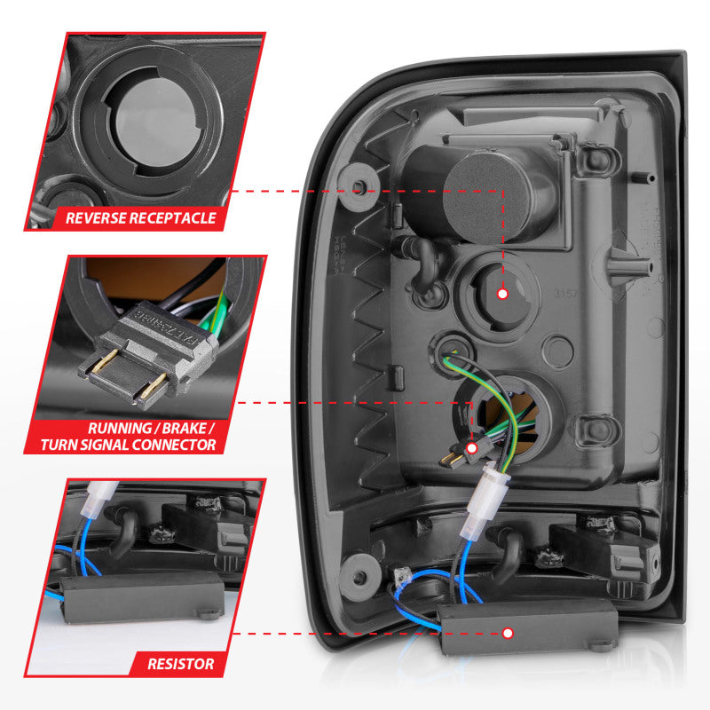 ANZO 2001-2011 Ford Ranger LED Tail Lights w/ Light Bar Chrome Housing Red/Clear Lens 311393