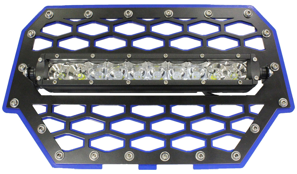MODQUAD2-Panel Front Grill Black/Blue W/10" Light BarRZR-FGLS-1K-BL