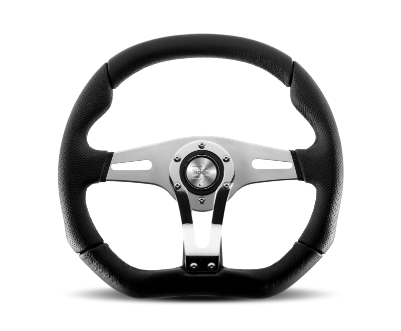 Momo Trek RSteering Wheel - Trek R/350 mm mmeter - Black AirLeather/Brshd Al Spokes TRK-R35BK0B