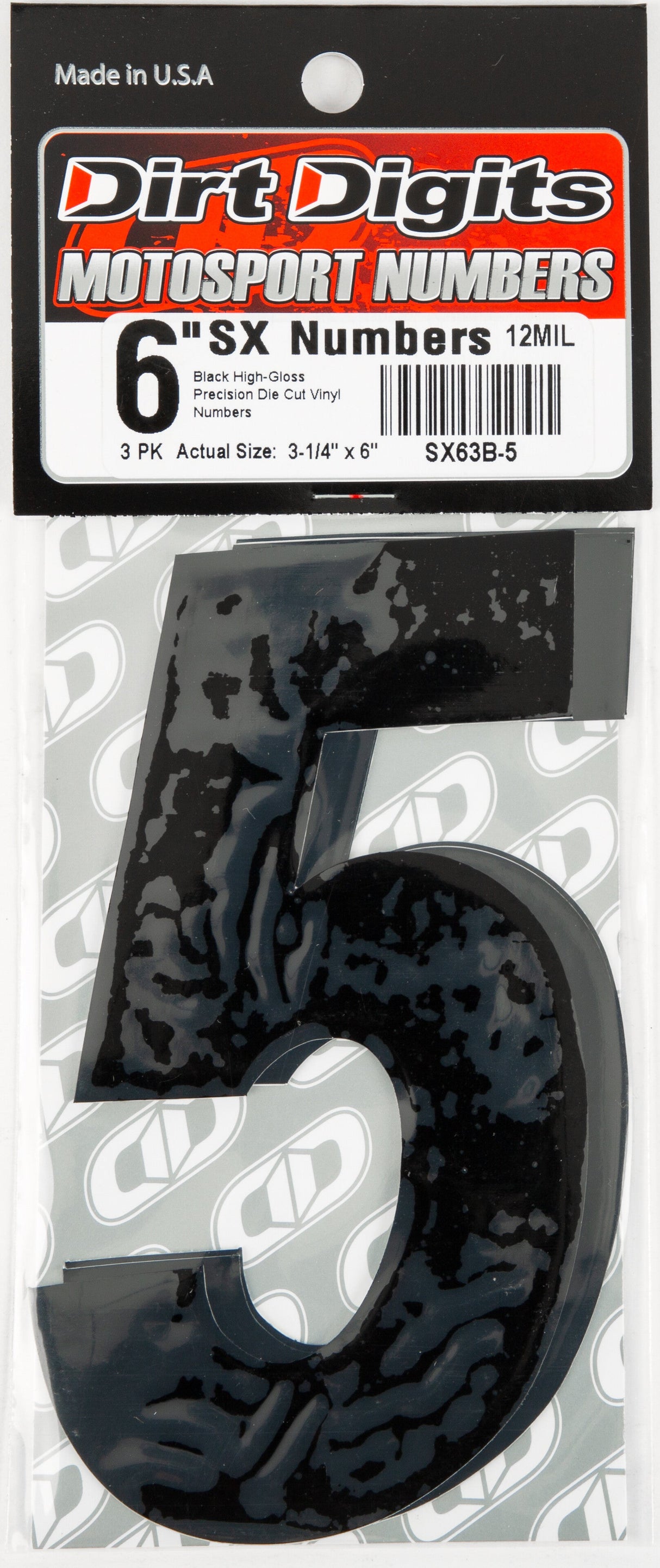DIRT DIGITS #5 6" Black Super X Digits 3/Pk SX63B-5
