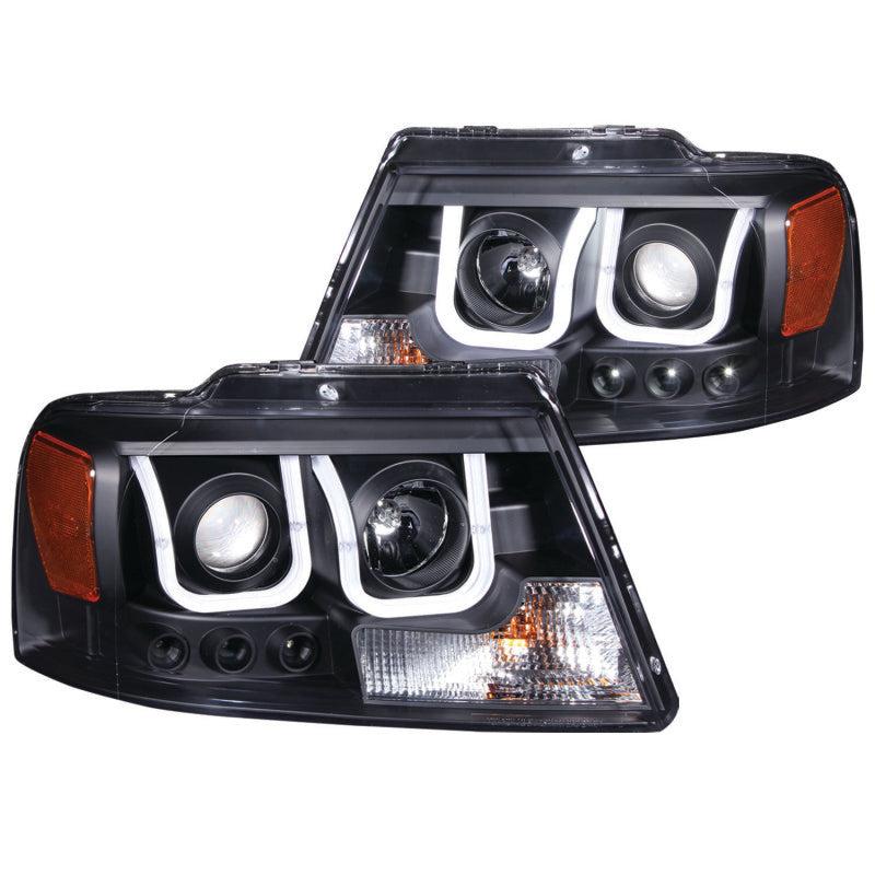 ANZO 2004-2008 Ford F-150 Projector Headlights w/ U-Bar Black 111288