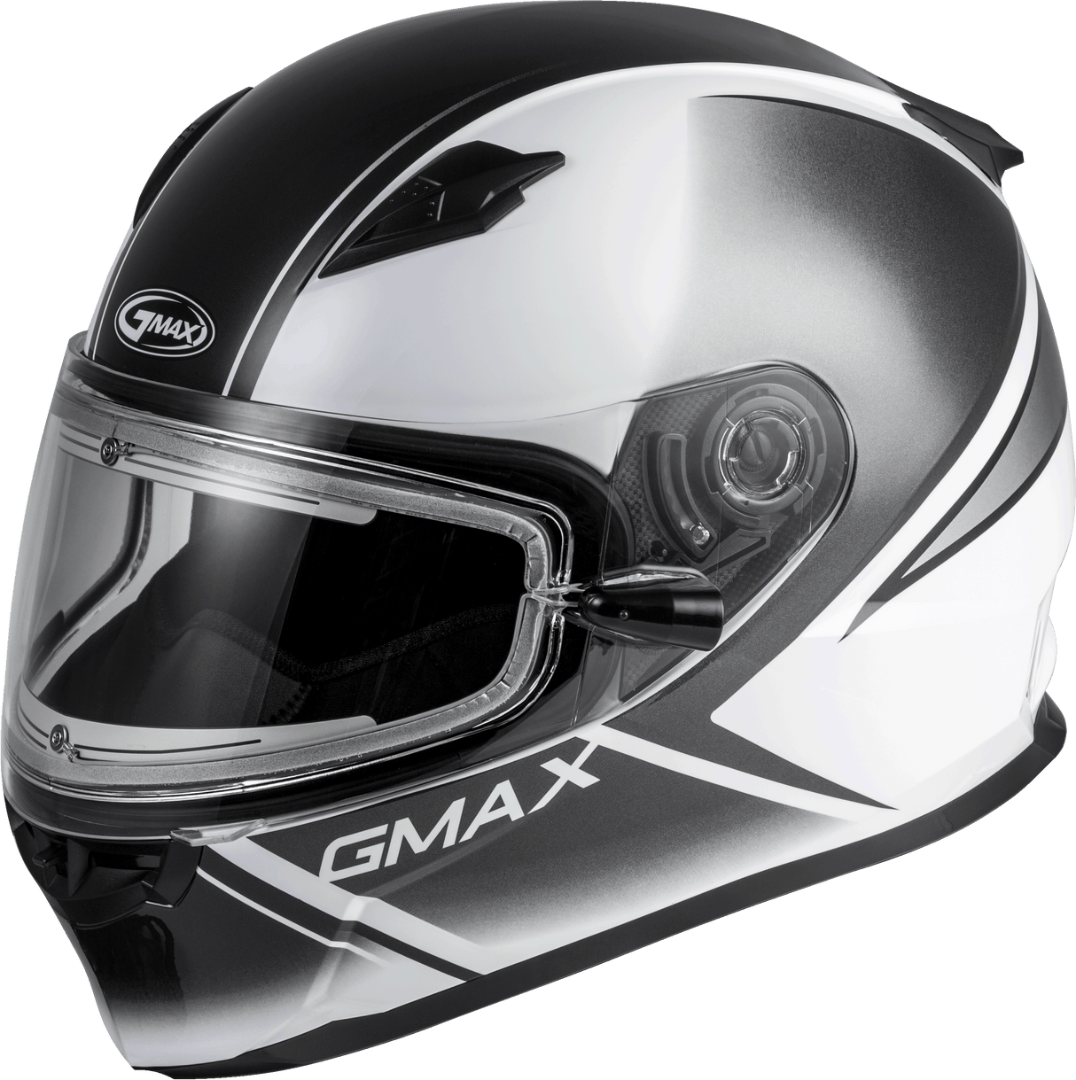 GMAX Ff-49s Hail Snow Helmet W/Elec Shield White/Black Md G4491015