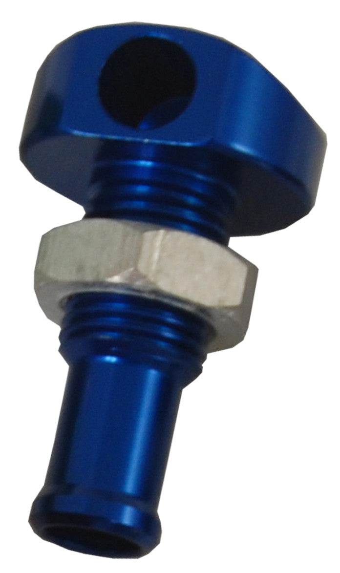 BLOWSION Billet Thru-Hull Water Fitting Blue 3/8" 90 Deg. 04-03-2002