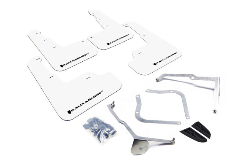 Rally Armor 15-21 Subaru WRX/STI (Sedan ONLY) White UR Mud Flap w/ Black Logo MF32-UR-WH/BLK