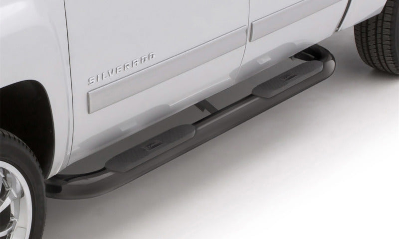Lund 05-17 Toyota Tacoma Access Cab 4in. Oval Curved Steel Nerf Bars - Black 23485963