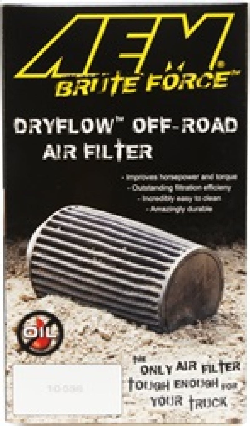 AEM Dryflow Conical Air Filter 2.75in Flange ID / 6in Base OD / 5.125in Top OD / 9.125in Height 21-2029BF
