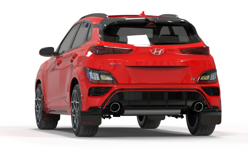 Rally Armor 2022 Hyundai Kona N Black UR Mud Flap w/ White Logo MF83-UR-BLK-WH