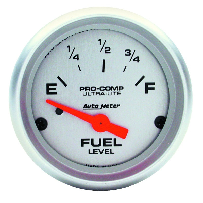 Autometer Ultra-Lite 52mm 73 OHMS Empty/10 OHMS Full Short Sweep Electronic Fuel Level Gauge 4319