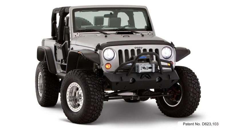 Bushwacker 07-18 Jeep Wrangler Flat Style Flares 4pc Fits 2-Door Sport Utility Only - Black 10919-07