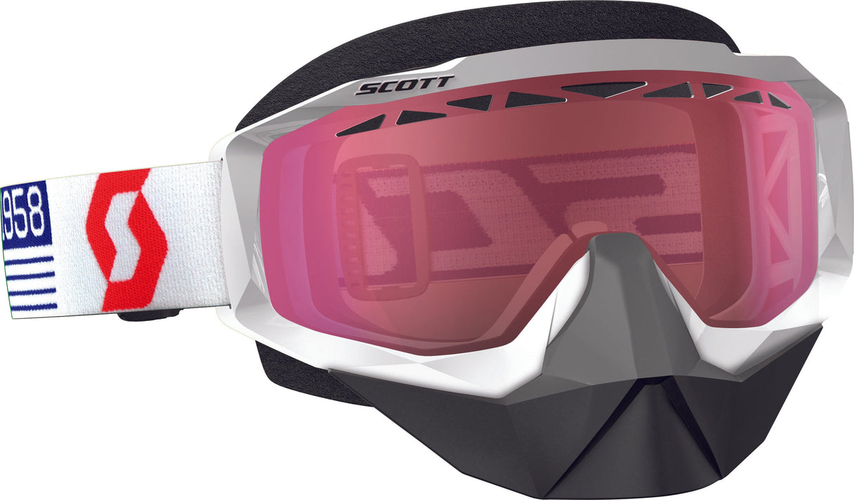 SCOTT Goggle Hustle Snow White/Red W/Rose Lens 262582-1030108
