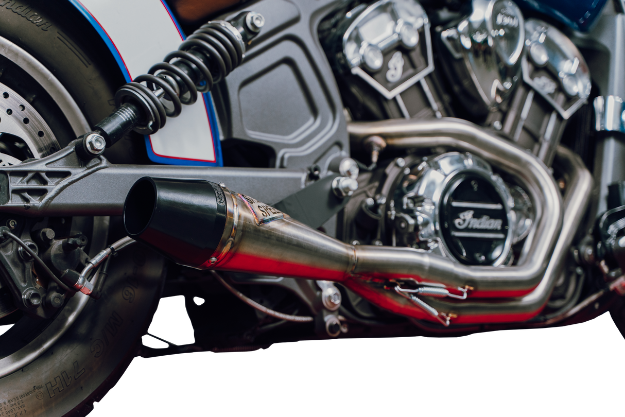 SAWICKI Indian Scout Shorty Brushed Ss W/ Blk End Cap 930-01361