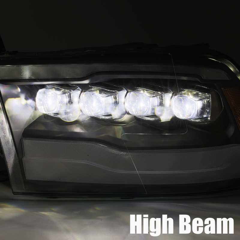 AlphaRex 09-18 Dodge Ram 1500HD NOVA LED Projector Headlights Plank Style Design Alpha Black w/DRL 880541