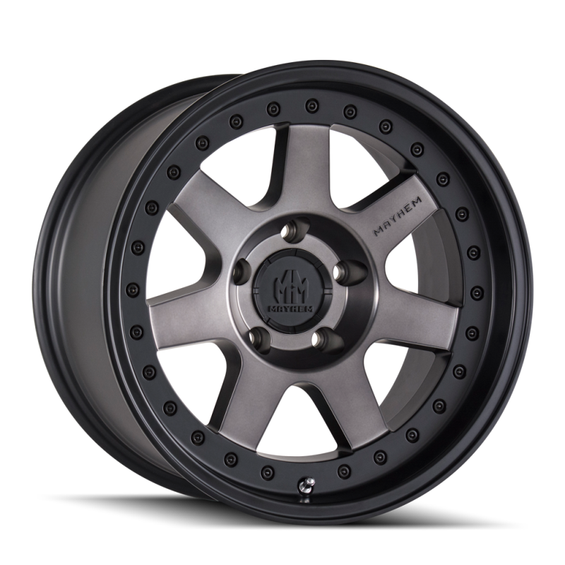 Mayhem 8300 Prodigy 17x9 / 5x127 BP / -6mm Offset / 78.1mm Hub Matte Black w/ Dark Tint Wheel 8300-7973TM