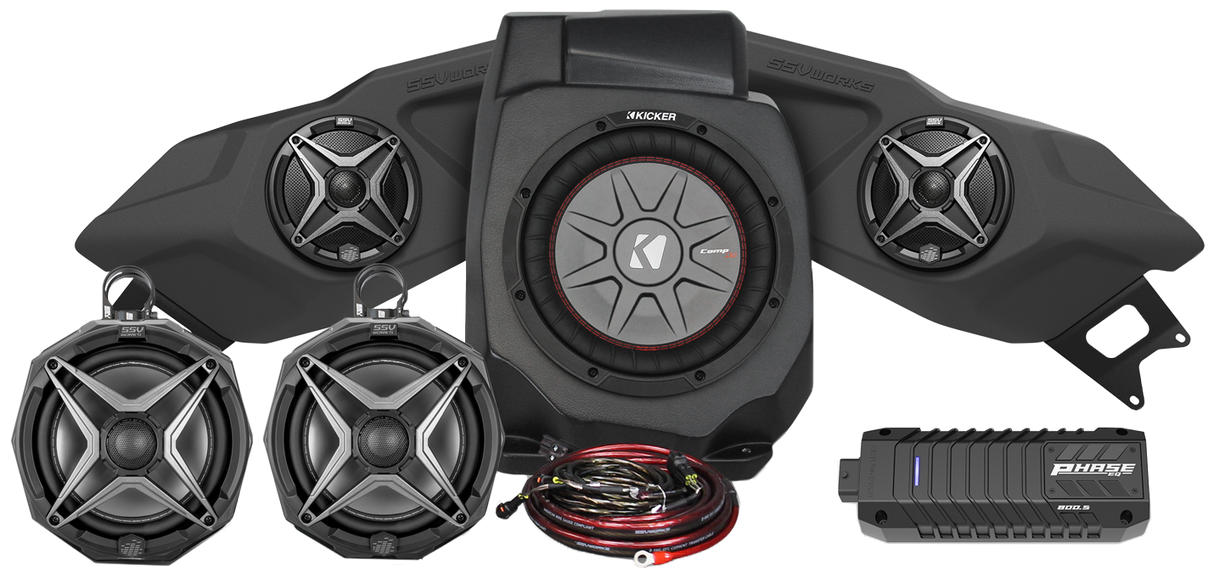 SSV WORKS 5 Speaker Plug And Play Kit W/ 8" Cage Pods Ride Command 220-RZ5-Q5XARC