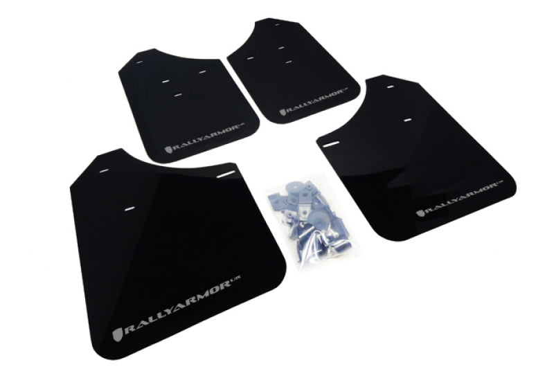 Rally Armor 02-07 Subaru WRX/STI/RS/2.5i (Wagons Req. Mod.) Black UR Mud Flap w/ Silver Logo MF1-UR-BLK/SIL
