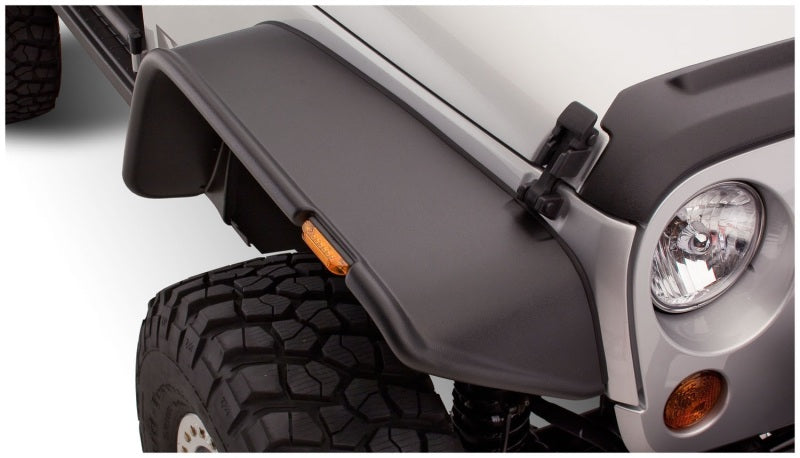 Bushwacker 07-18 Jeep Wrangler Flat Style Flares 2pc - Black 10053-07