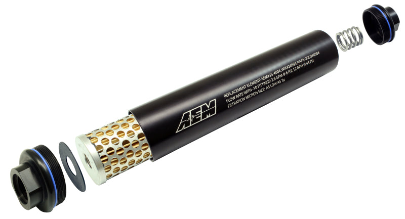 AEM Universal High Flow -10 AN Inline Black Fuel Filter 25-201BK