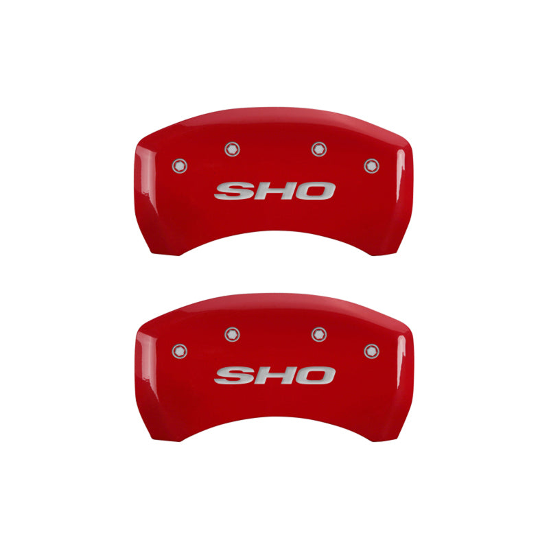 MGP 4 Caliper Covers Engraved Front & Rear SHO Red finish silver ch 10222SSHORD