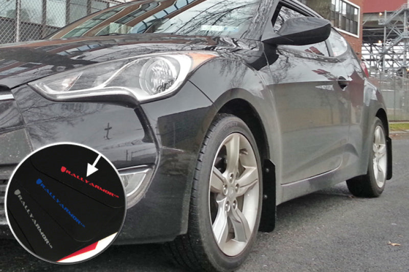 Rally Armor 12-18 Hyundai Veloster Black UR Mud Flap w/ Red Logo MF24-UR-BLK/RD