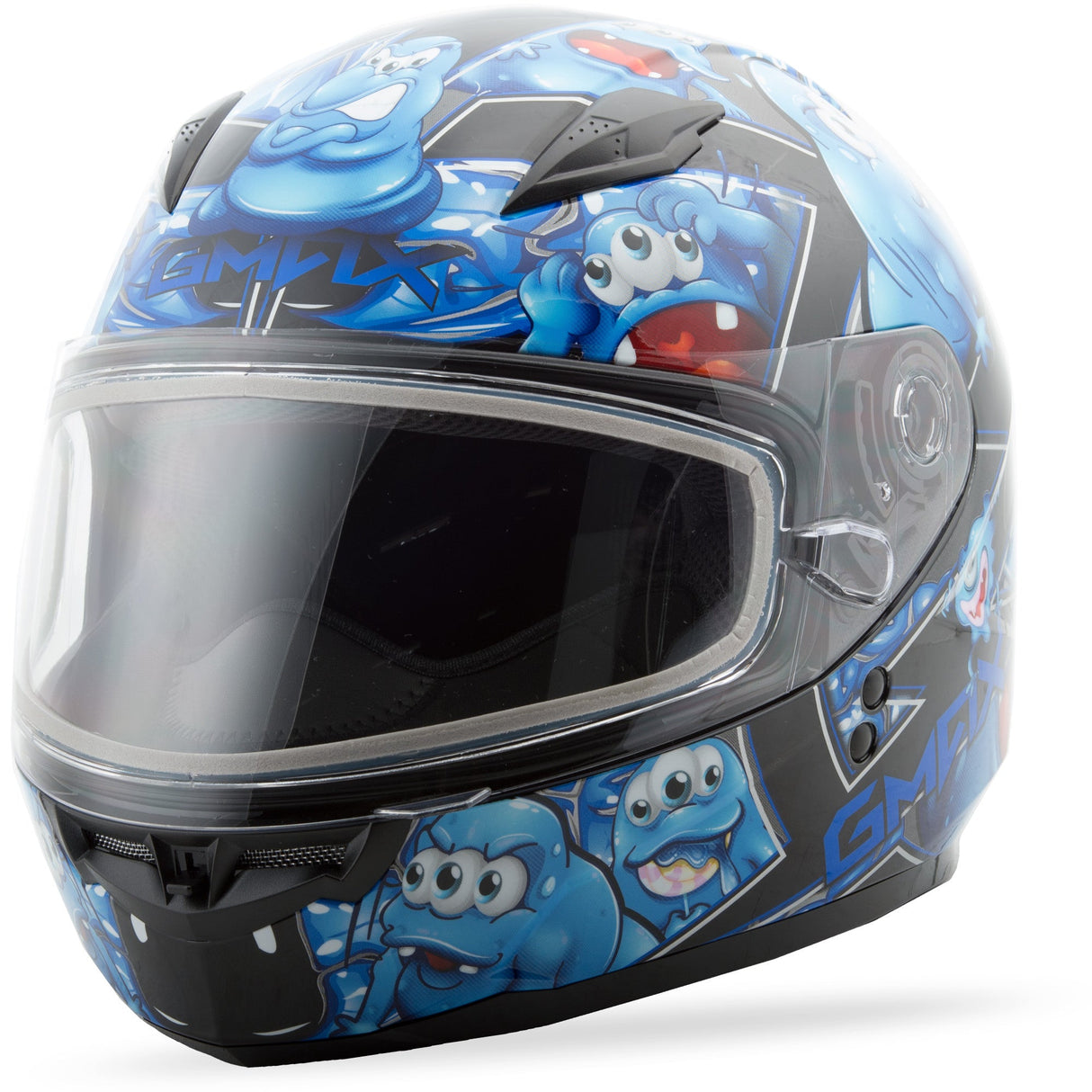 GMAX Gm-49y Snow Helmet Attack Black/Blue Yl G2494212 TC-2