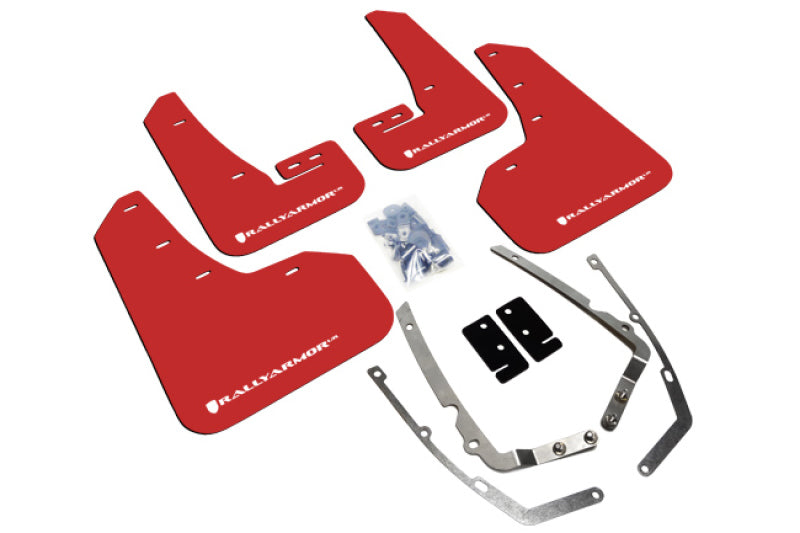 Rally Armor 2015+ VW Golf/GTI/TSI UR Red Mud Flap w/ White Logo MF37-UR-RD/WH