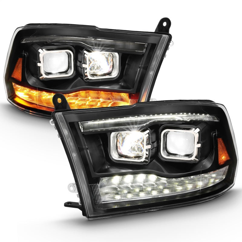 ANZO 2009-2018 Dodge Ram 1500 Led Projector Plank Style Switchback H.L Halo Black Amber (OE Style) 111464