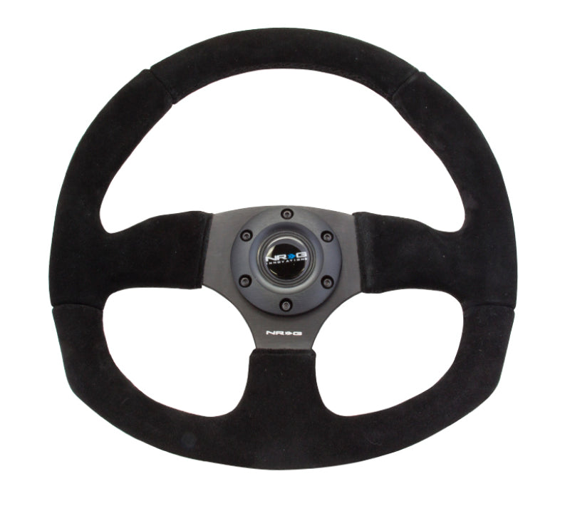 NRG Reinforced Steering Wheel (320mm Horizontal / 330mm Vertical) Black Suede w/Black Stitching RST-009S
