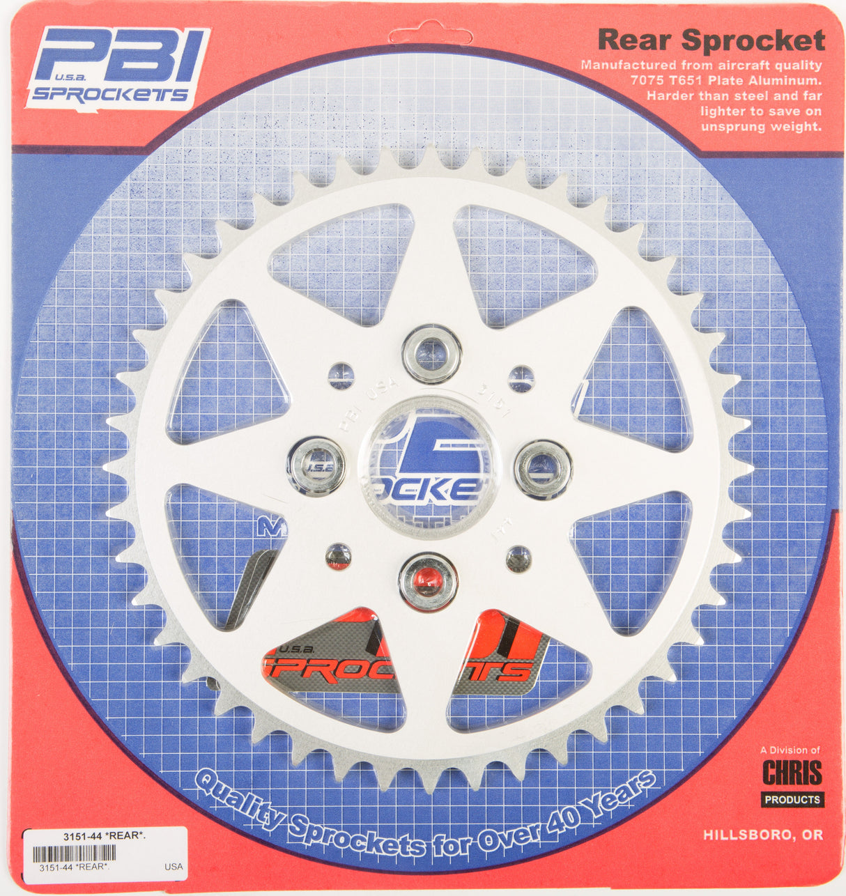PBIRear Sprocket Aluminum 44t-520 Hon3151-44-3
