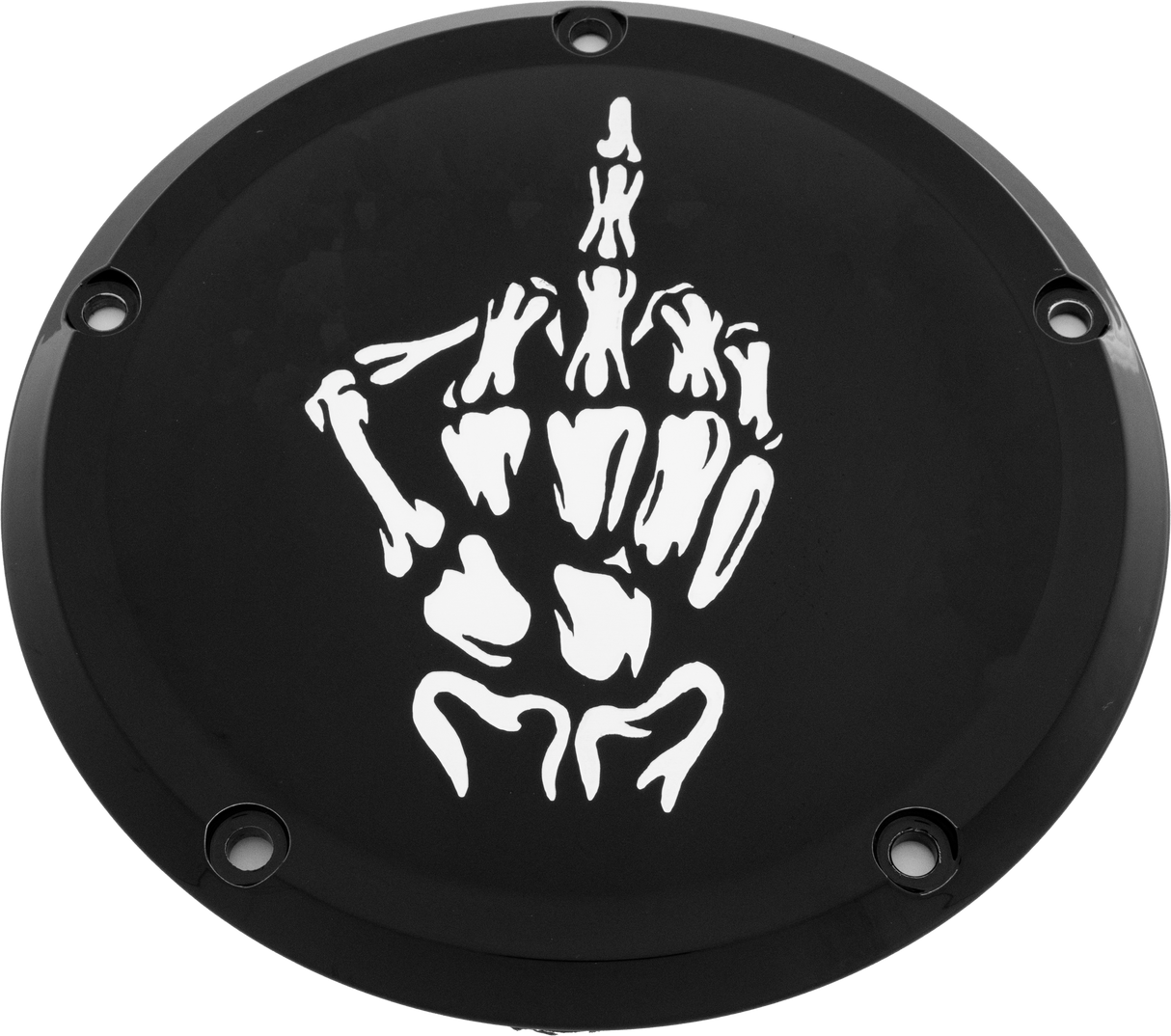 CUSTOM ENGRAVING 7 M8 Flt/Flh Derby Cover Bone Finger Black SKUL24-46BG