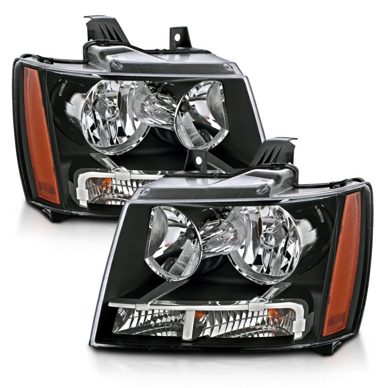 ANZO 2007-2014 Chevrolet Tahoe/Suburban Crystal Headlights Black 111392