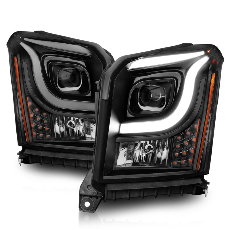Anzo 15-17 GMC Yukon/Yukon XL Projector Headlights Black Housing/Clear Lens (w/ Light Bars) 111535