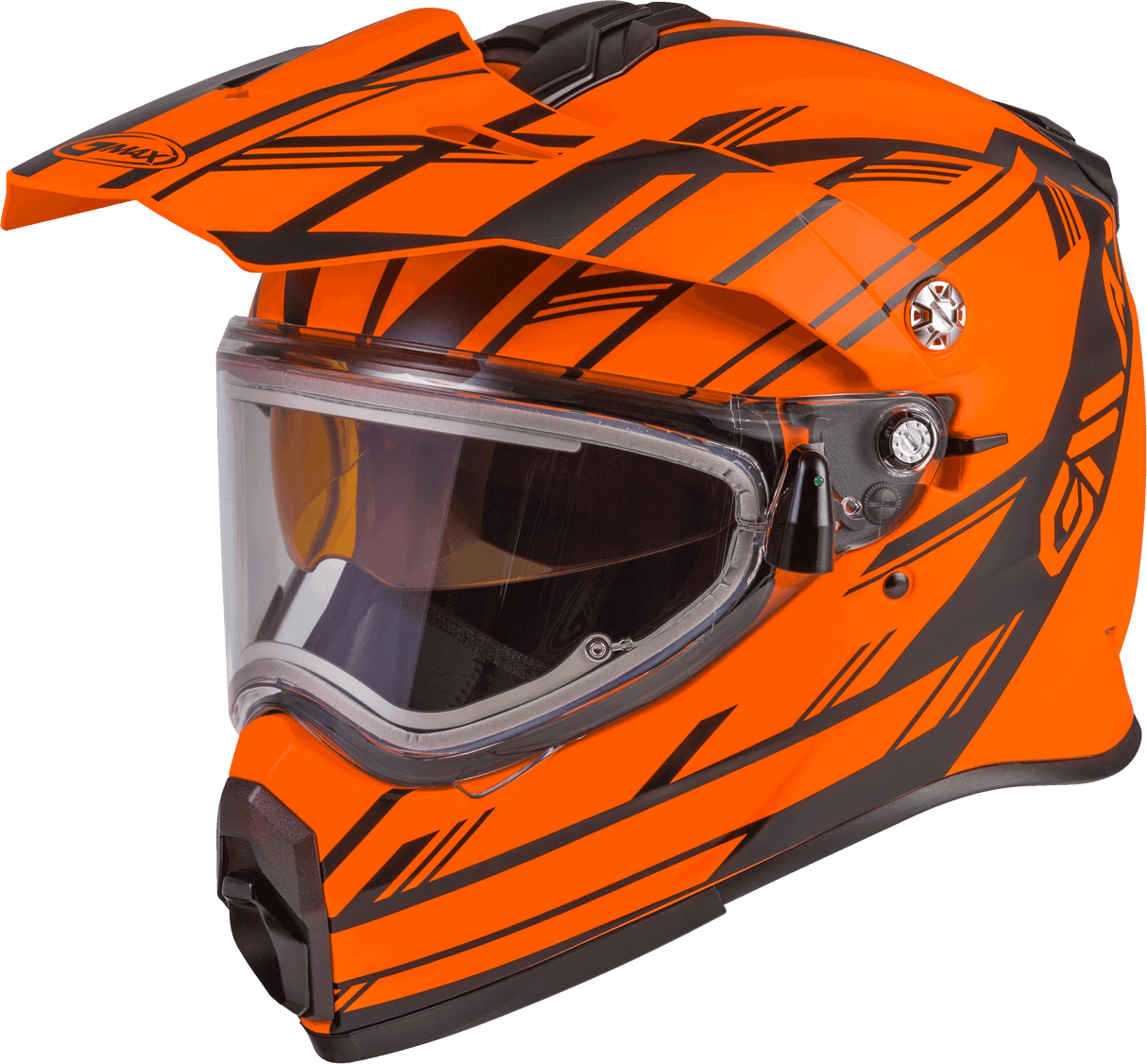 GMAX At-21s Epic Snow Helmet W/Elec Shield Matte Neon Org/Black Md G4211145