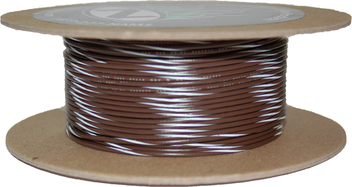 NAMZ CUSTOM CYCLE100' Spool 20-Gauge Wire (Brown/White Stripe)NWR-19-100-20