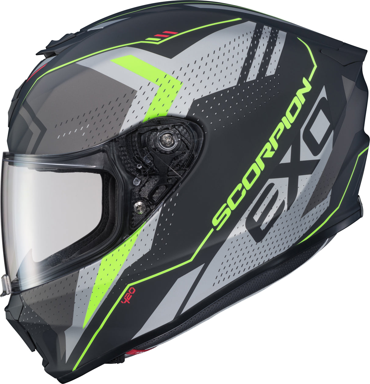 SCORPION EXO Exo-R420 Full-Face Helmet Seismic Matte Hi-Vis/Grey Md 42-1444