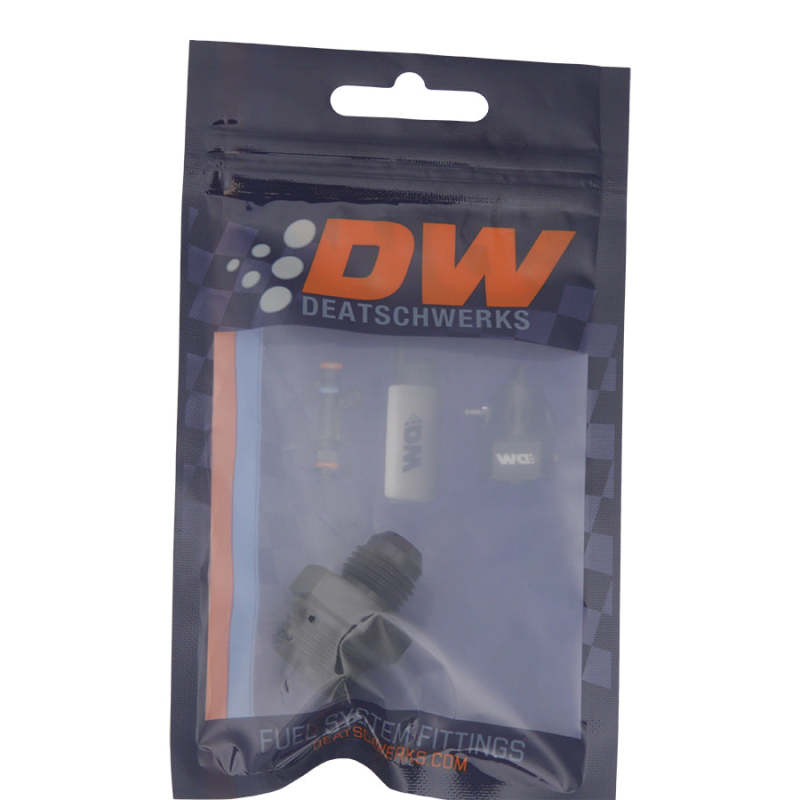 DeatschWerks 8AN ORB Male to 6AN Male Flare Adapter (Incl O-Ring) - Anodized Matte Black 6-02-0401-B