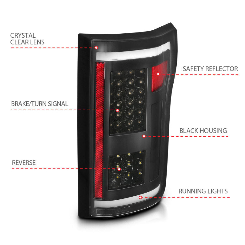 ANZO 2015-2017 Ford F-150 LED Taillights Black 311285